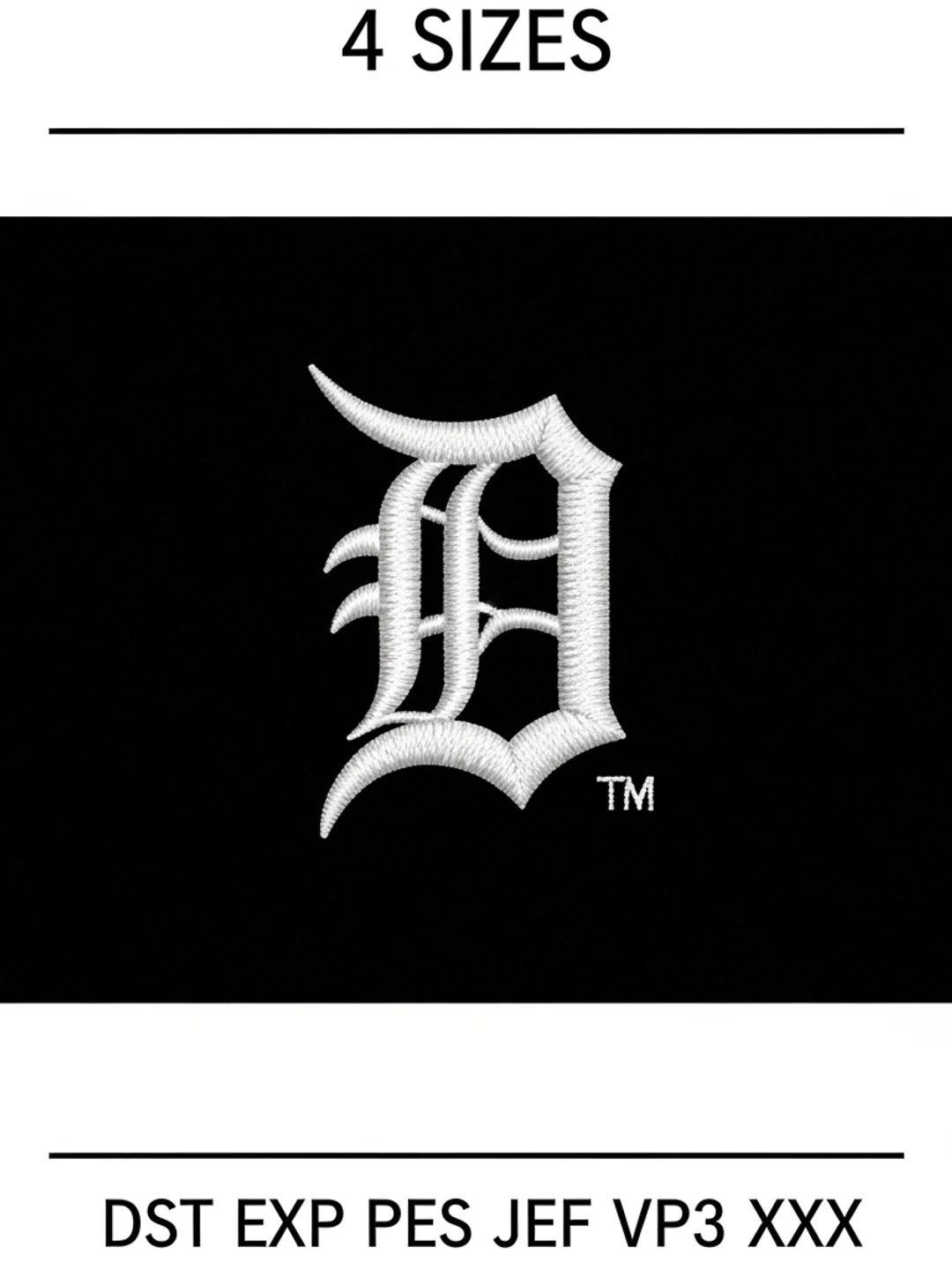 Letter D Embroidery Design, Monogram Stitch Template, Stylish Alphabet Pattern for Machine Embroidery (DST, EXP, PES, JEF, VP3, XXX)