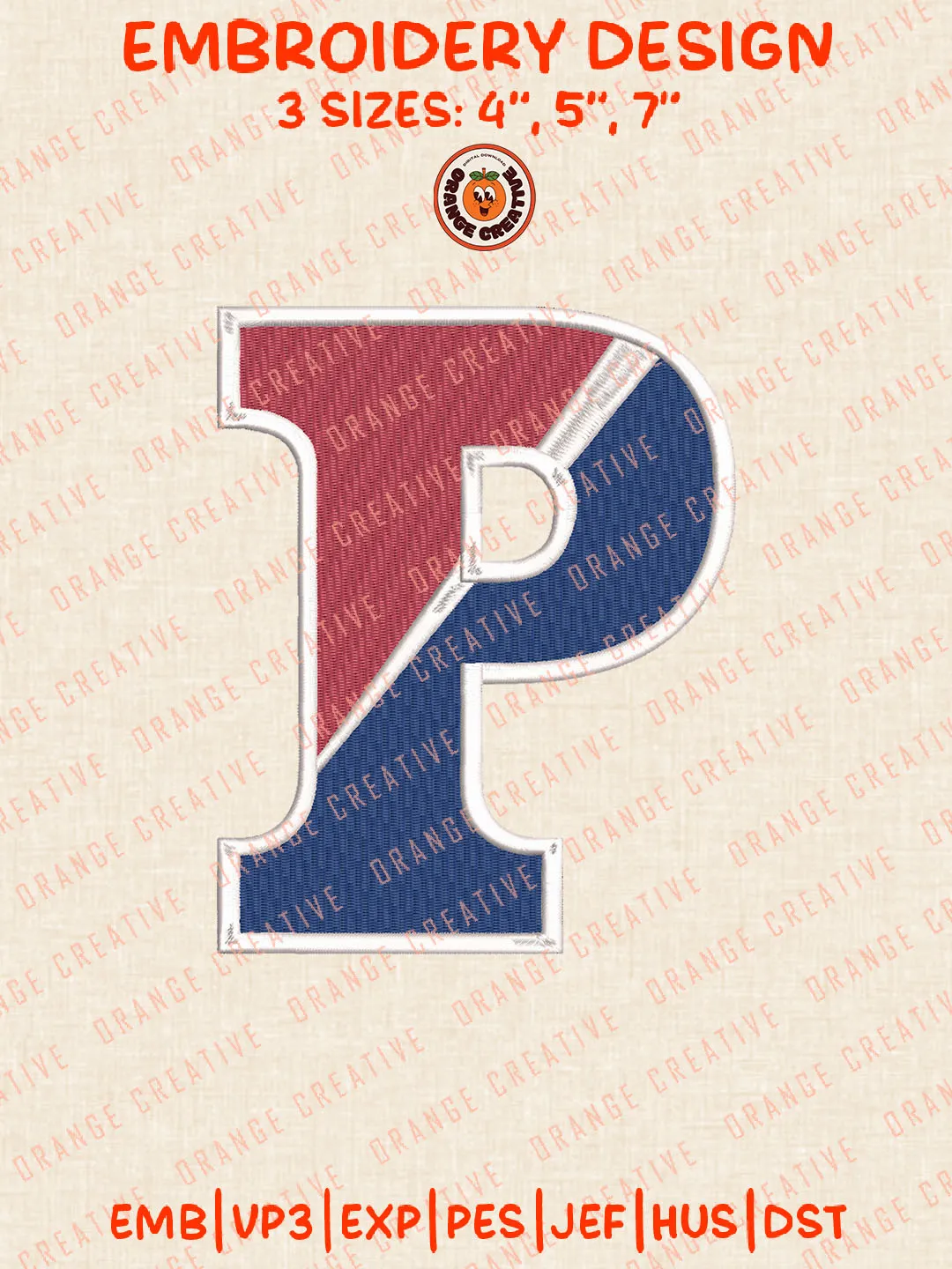 NCAA Pennsylvania Quakers Letter P Logo Embroidery Files, NCAA Quakers Team Embroidery Designs, Pennsylvania Quakers Football Team Machine Embroidery Files, NCAA Machine Embroidery, Digital Download