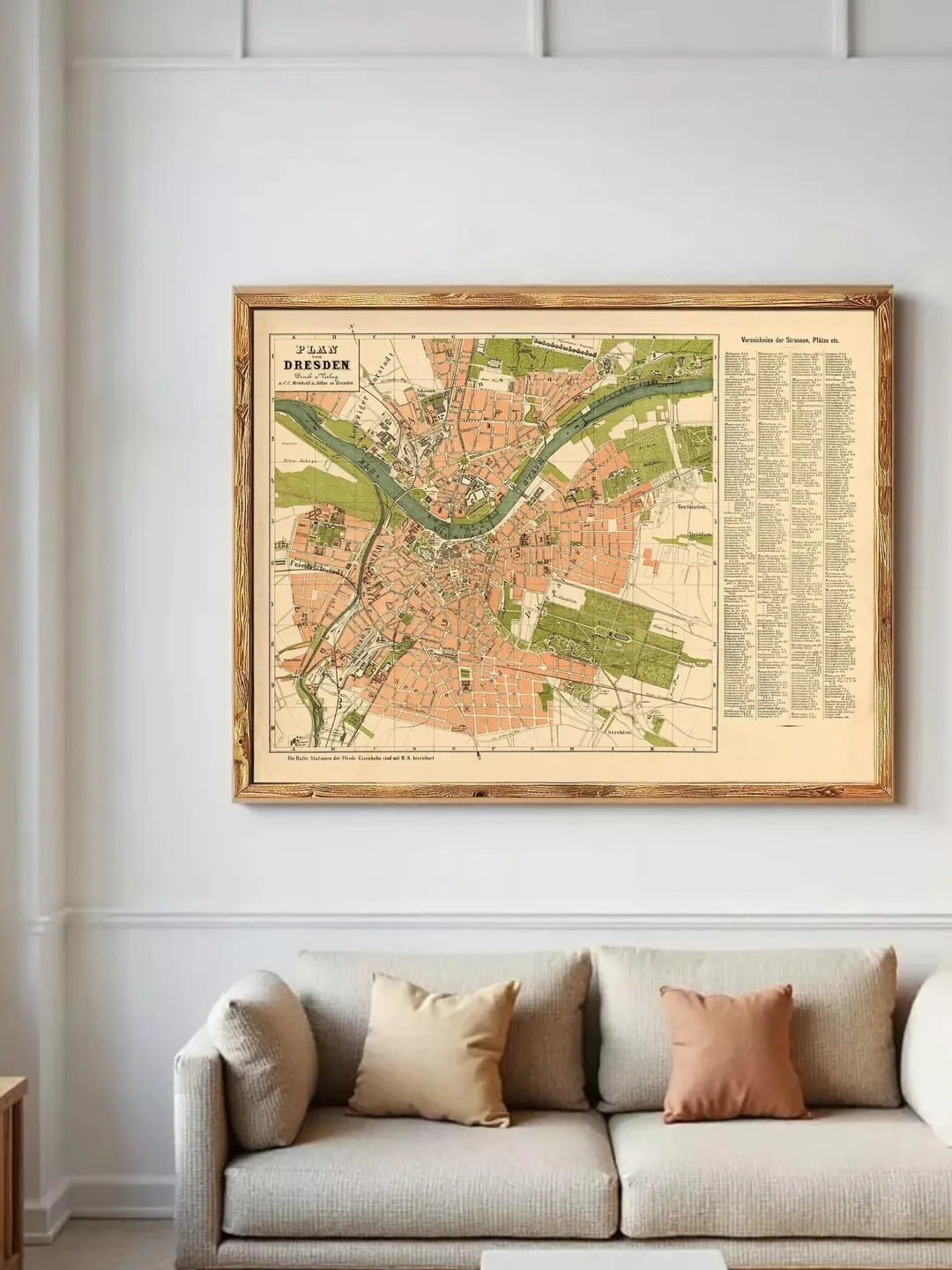 Vintage Map of Dresden Germany 1874 Old Map | Wall Map Print
