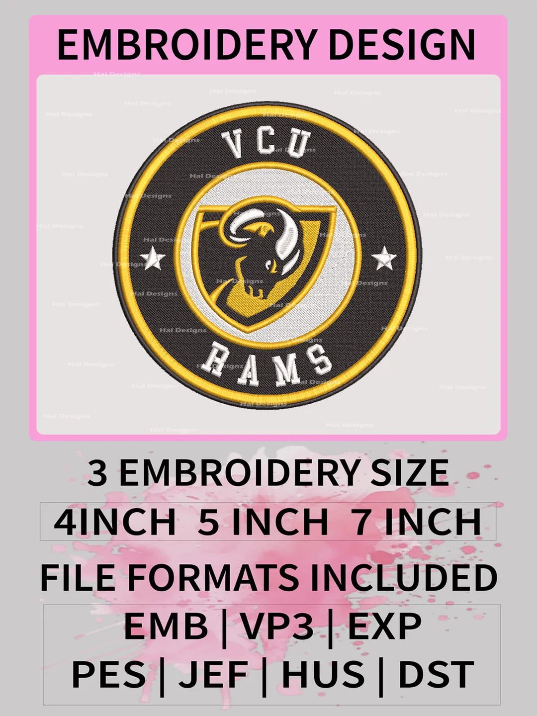 NCAA VCU Rams Embroidery Designs, NCAA Logo Machine Embroidery Files ...