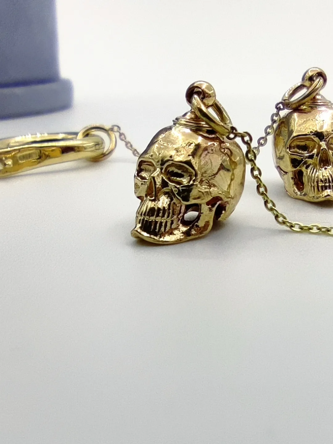Long Skull Earrings - 14K Yellow Gold (585 Gold)