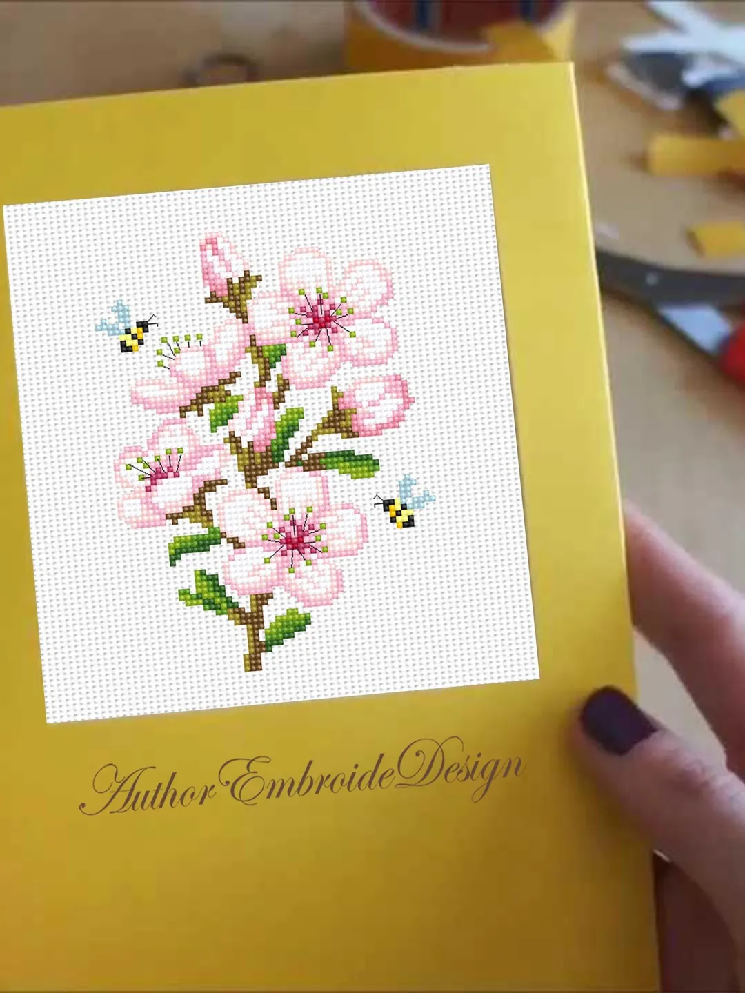 Small cherry blossom cross stitch pattern PDF download Sakura