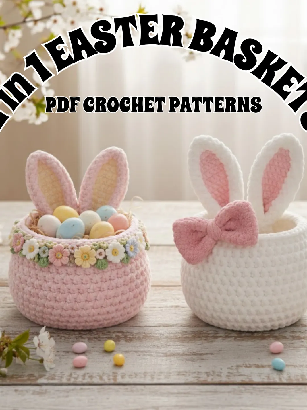 2 IN 1 Crochet Bunny Basket | Amigurumi Easter Pattern (PDF) Egg Holder ...