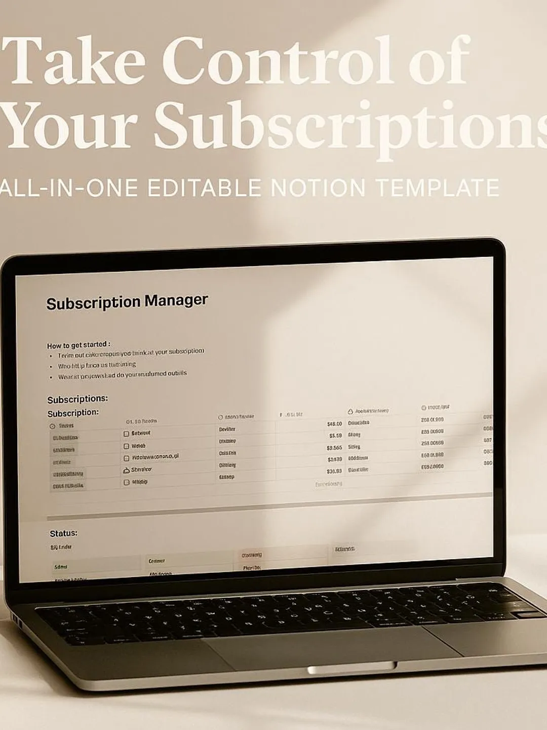 Subscription Manager Notion Template | Track Renewals, Payments & Costs ...