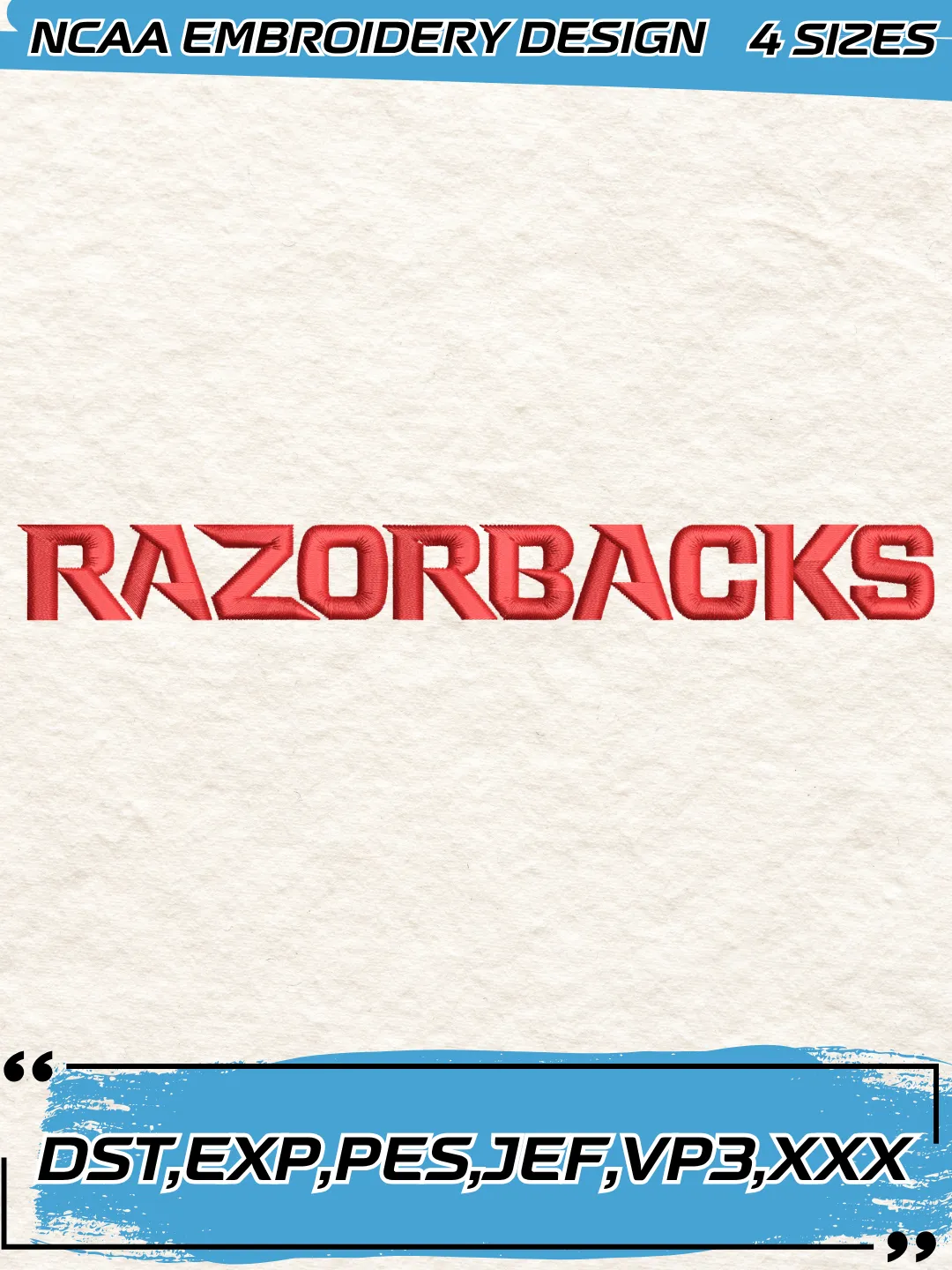 Arkansas Razorbacks Wordmark Logo Embroidery Design,NCAA Logo Embroidery Design,Machine Embroidery Design File,4 Sizes, Digital Download