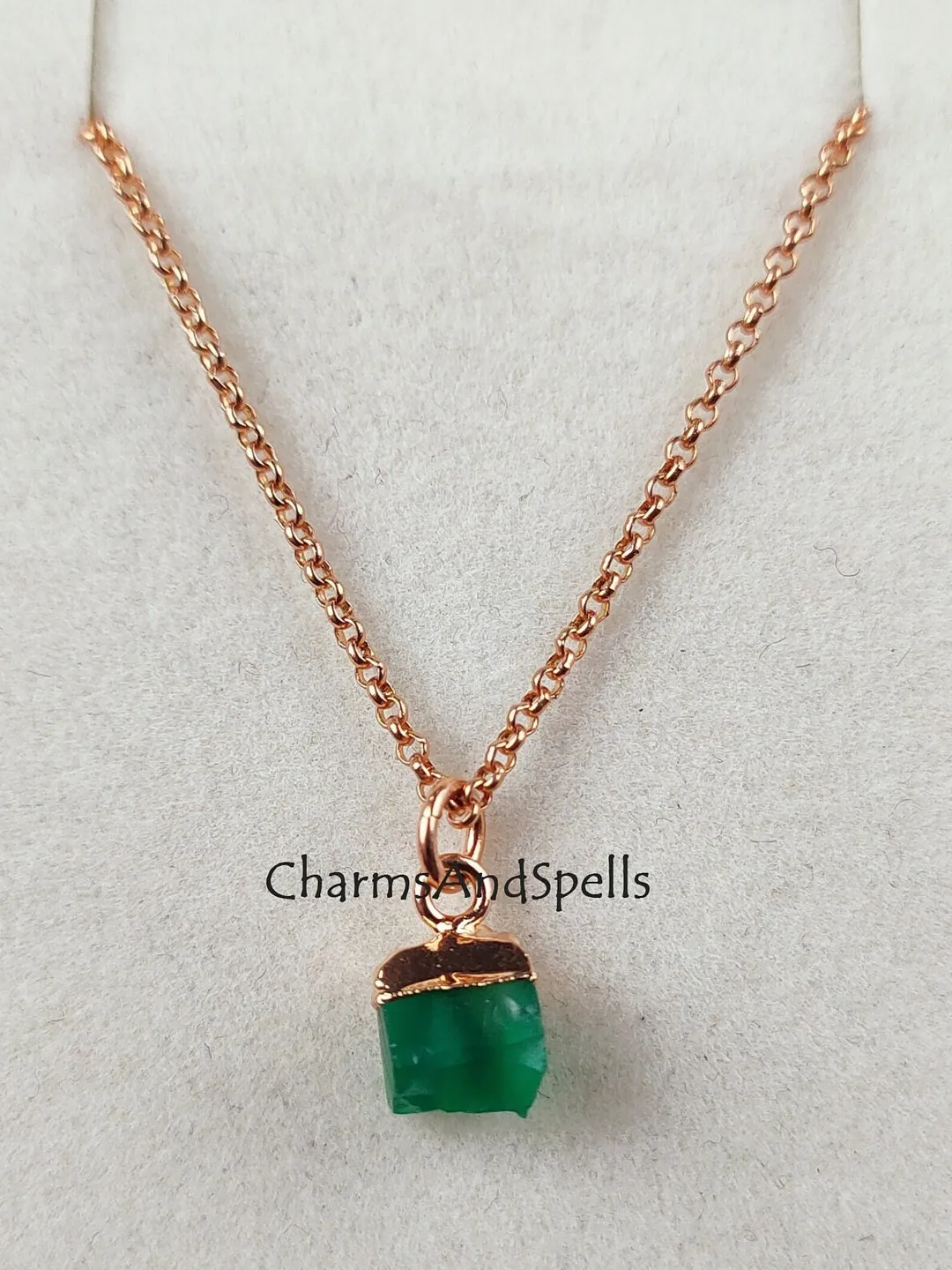 Rough Green Onyx Necklace, Gemstone Necklace, Chain Necklace, Gemstone Pendant, Choker Necklace Jewelry, Dainty Jewelry, Valentine Day Gifts