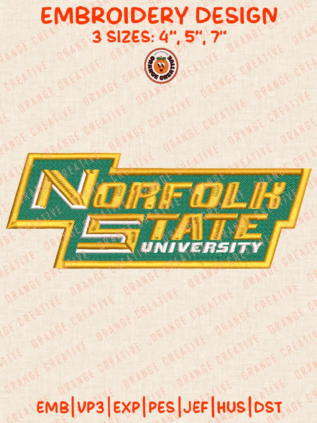 Norfolk State Spartans Embroidery Design Files, NCAA Logos Embroidery Designs, NCAA Machine Embroidery Files, 3 Sizes, Custom Sizes, Instant Download