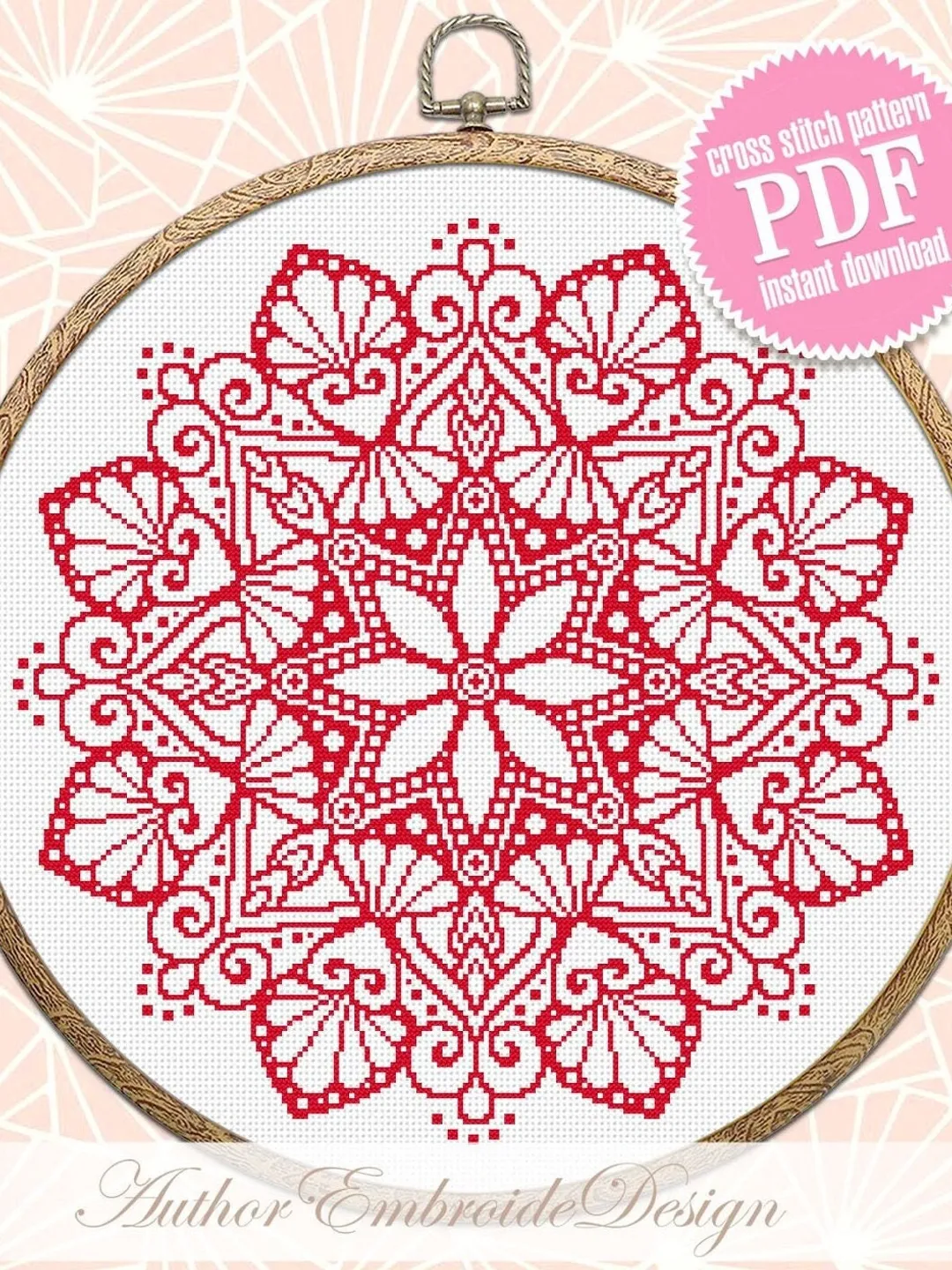 Simple Mandala Patterns.pdf Flower mandala cross stitch pattern PDF download Monochrome cross ...
