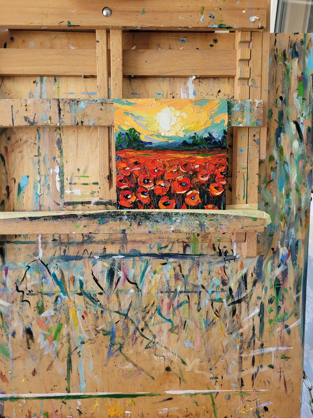 Red Poppy Painting Flower Original Art Impasto Oil Painting 6x6 ...