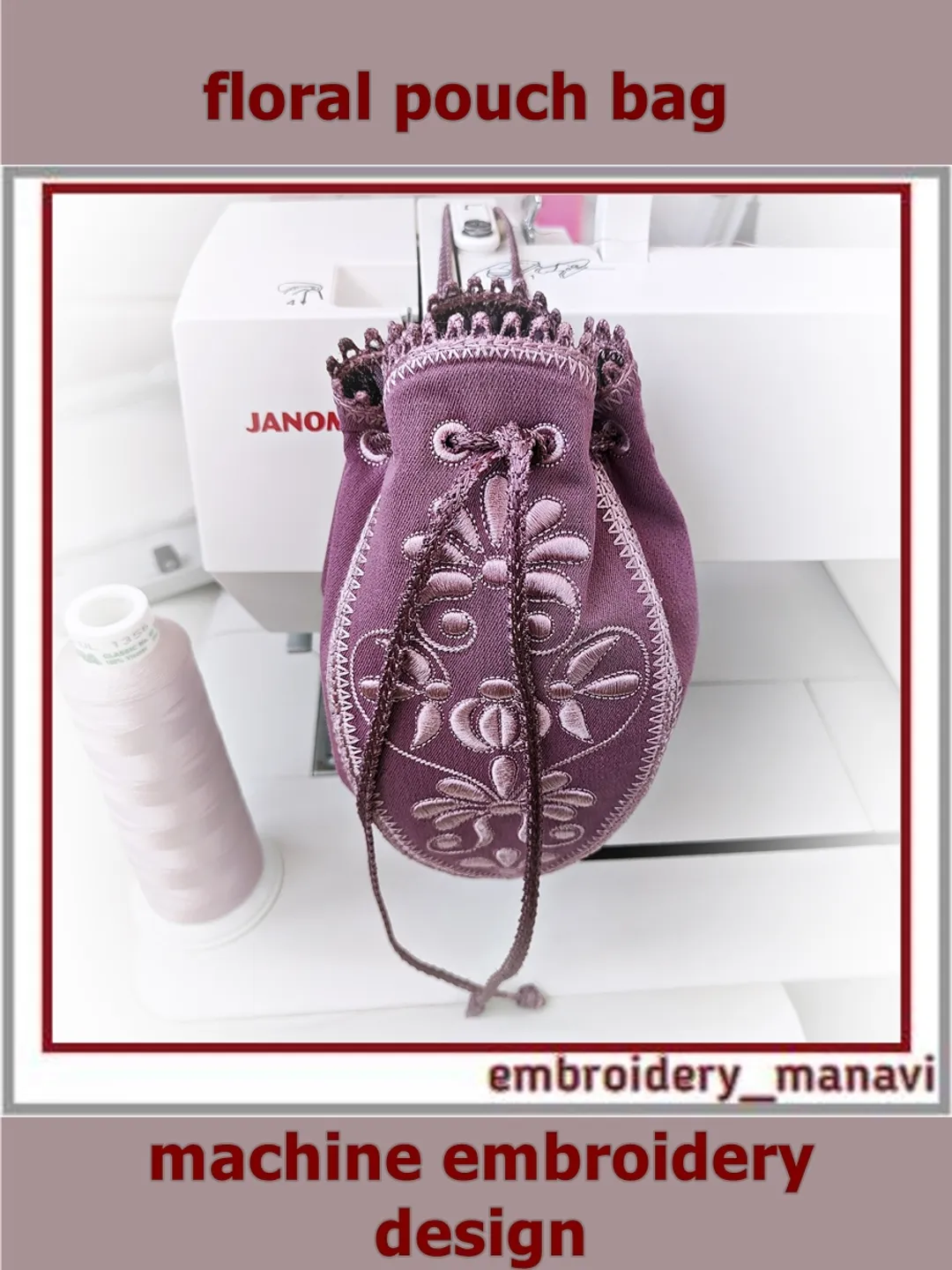 In the hoop Machine Embroidery Design floral pouch bag ITH by Embroidery Manavi 05