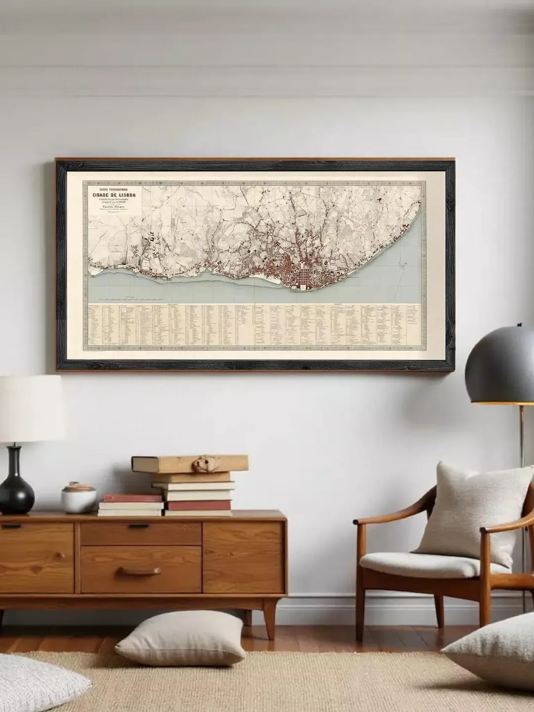 Vintage Lisbon Map Print | 1871 Portugal, Antique Wall Art