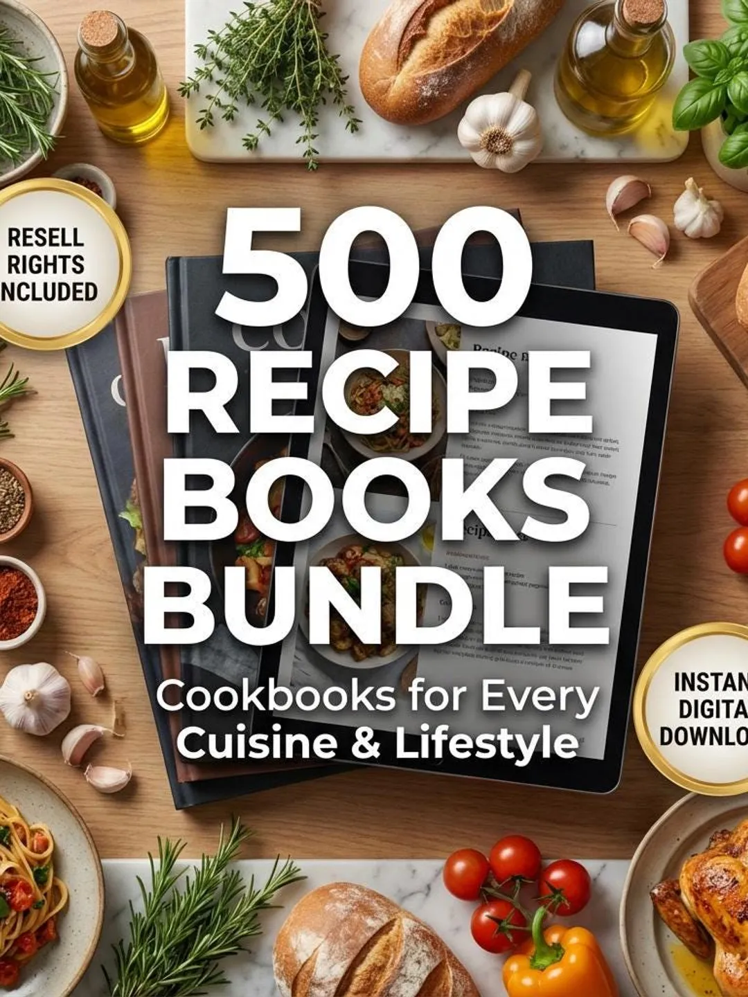 Recipe Ebook Bundle 500 Digital Cookbooks PDF | PLR Resell Rights MRR ...