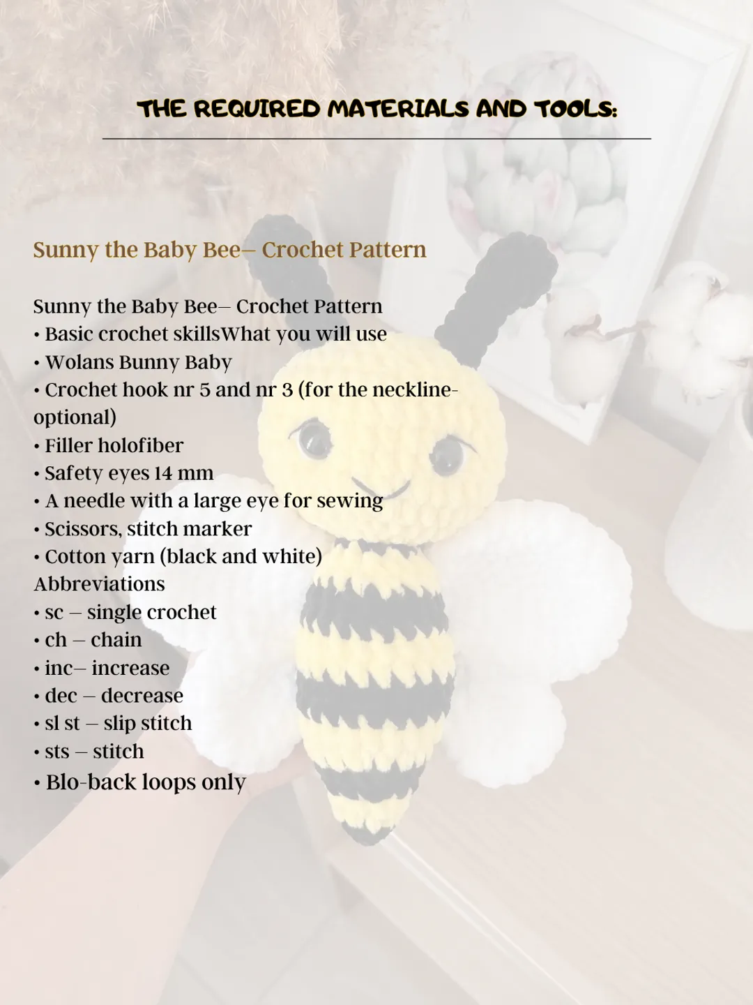 Bee Crochet Pattern PDF – Amigurumi Bumblebee Plushie, Easy Low Sew ...