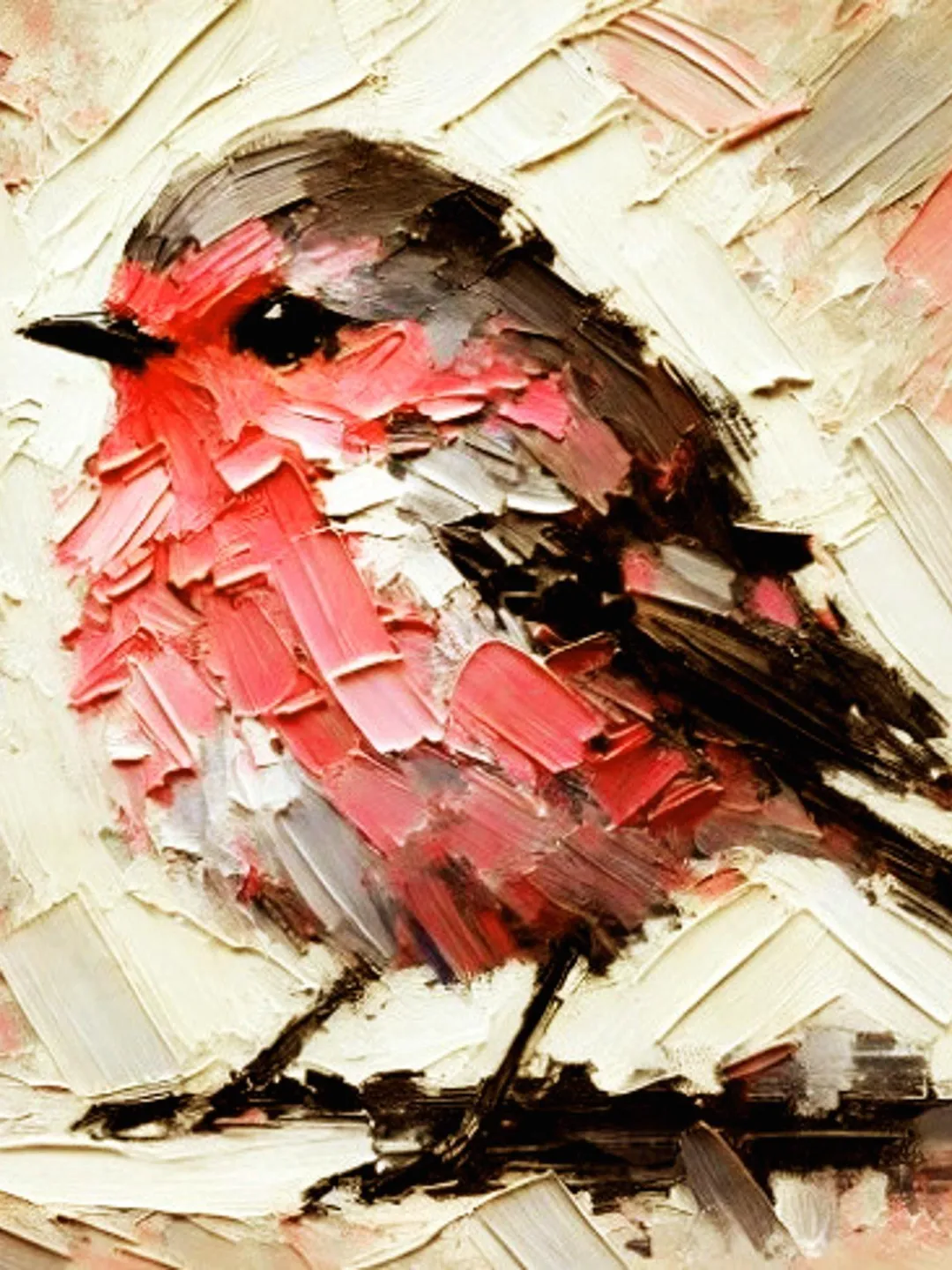 Pink Robin Painting Birds Original Art Christmas Gifts Animal Artwork Pink Robin Impasto Oil Wall Art Personalized Gifts by ArtProkopaloSv