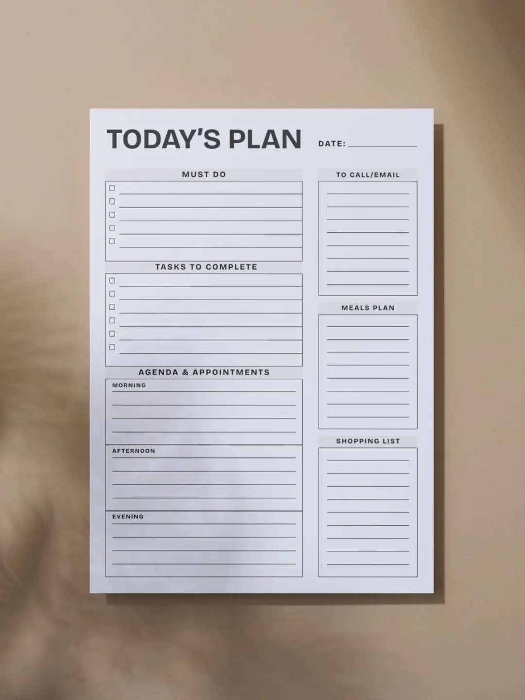 Minimalist Daily Planner, Undated Schedule, Task Management PDF ...