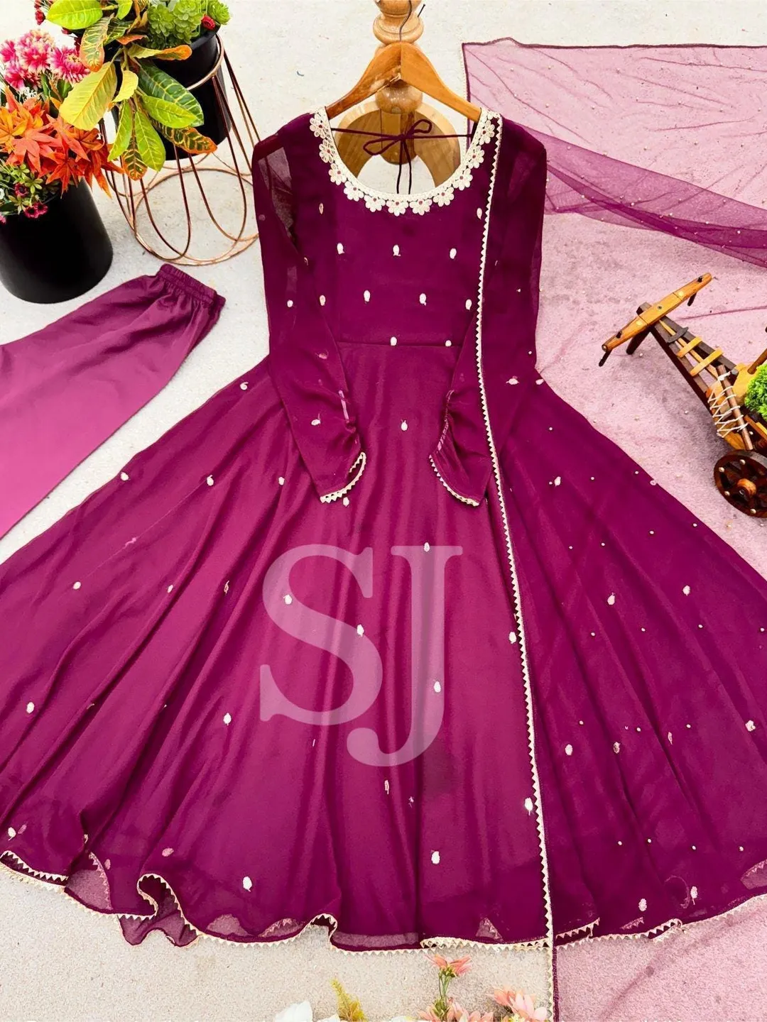designer anarkali dresses VeroniQ Trends-Designer Anarkali Suit in Sky Blue in Georgette with Sequins and Embroidery work,Salwar Suit,Punjabi Suit,Wedding,Indian-VF