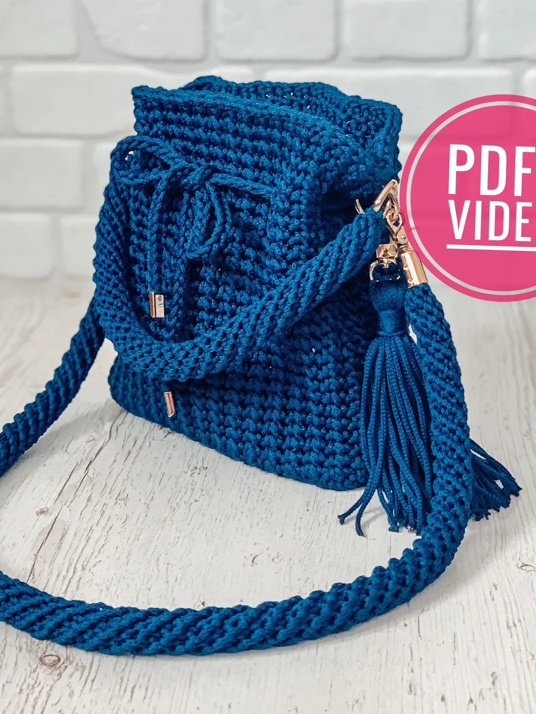 Bag pouch with cord crochet pattern PDF, digital instant download tutorial, handbag purse, shoulder bag
