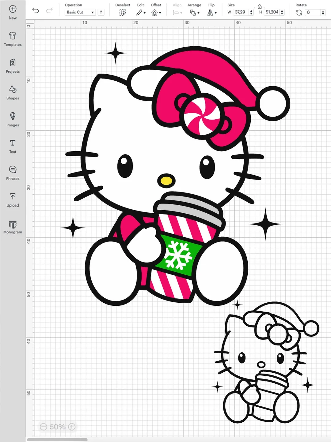 🎅 Hello Kitty Christmas PNG, Santa Hat Coffee SVG Sanrio