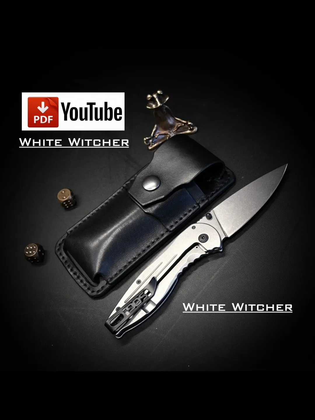 Leather template to make a leather Knife Case Horizontal - 2 sizes. EDC51