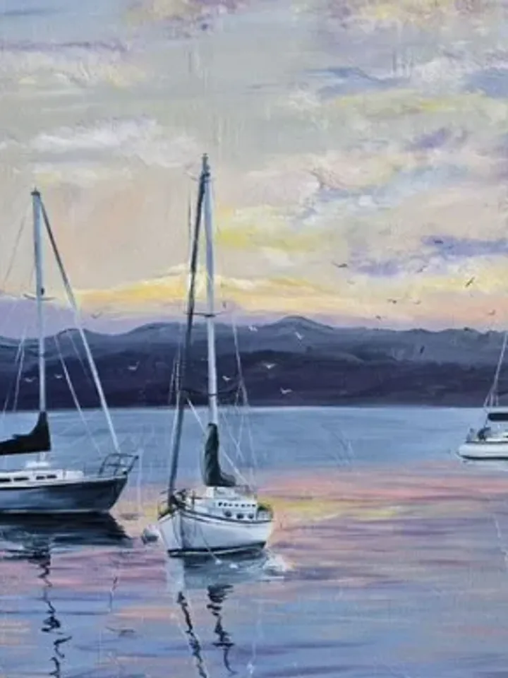 Painting, oil, "Yachts", size 40x40cm