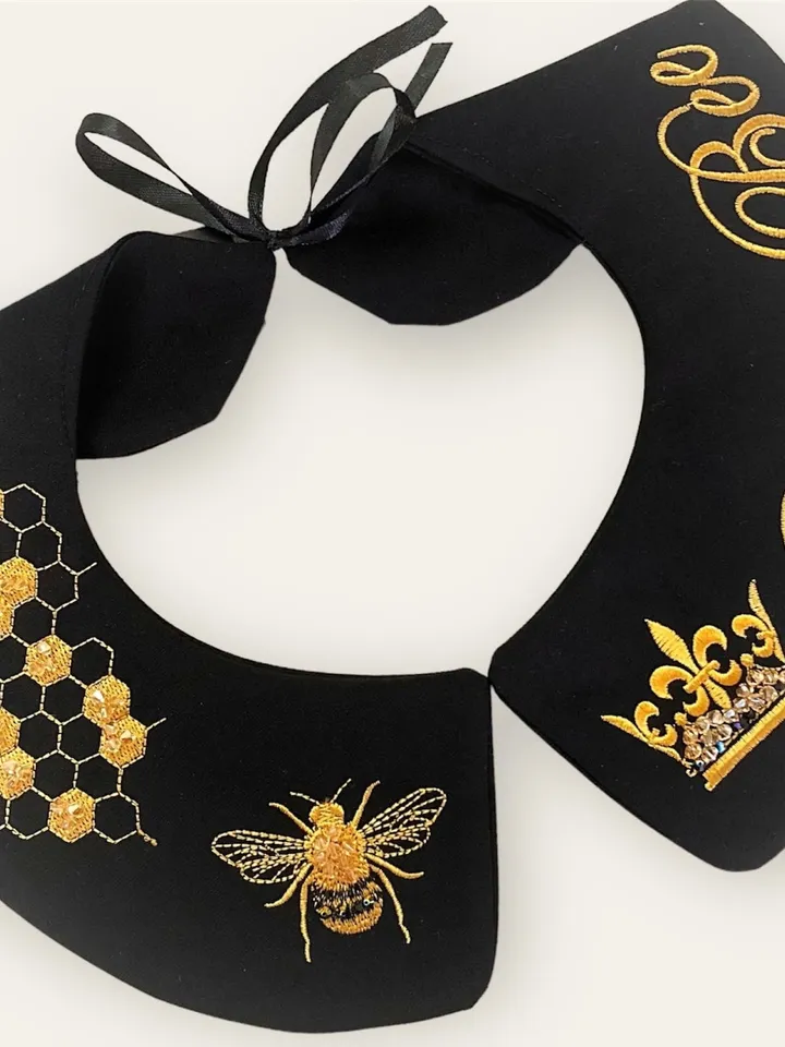 Collar Queen Bee Machine embroidery design In The Hoop Project Machine Embroidery Patterns ITH embroidery Digital Pattern