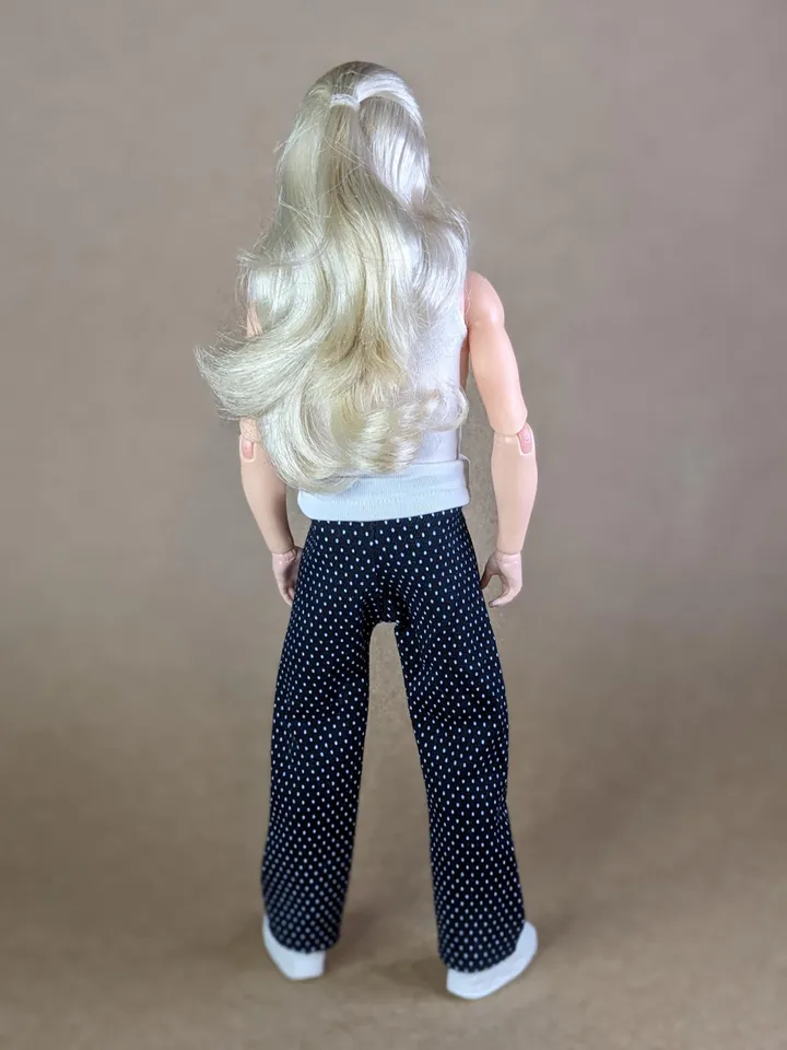 Black & white polka dot pants for 12-inch fashion male dolls