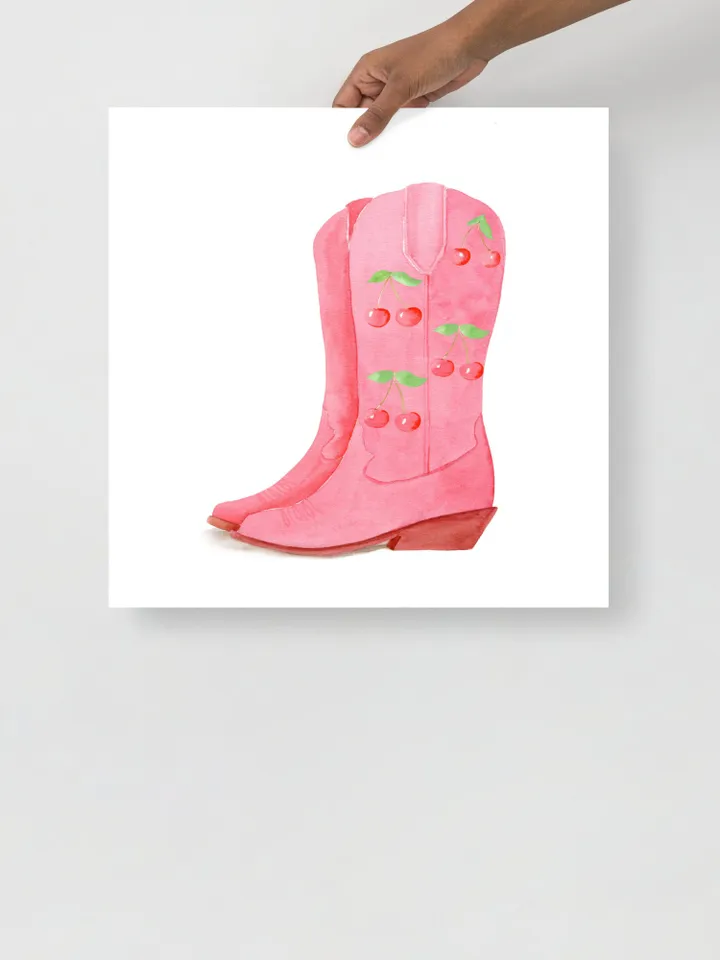 Pink Cowgirl Boots, Preppy Wall Art, Western Home Decor, Retro Girly Wall Art, College Dorm Decor, Gift For Her, Trendy Wall Art, Pink Print