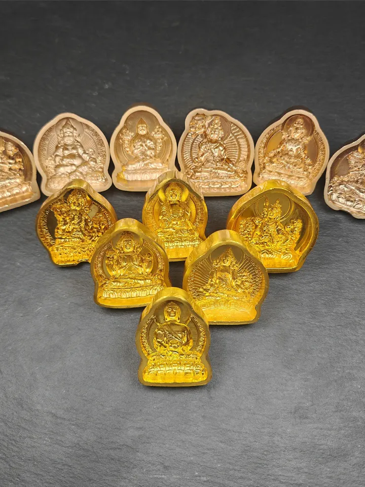 Authentic Tibetan Tsa Tsa Molds - 13 Types Mini Buddha Statue Clay Molds, Brass Molds for DIY Sacred Art, Decoration, and Spiritual Practice