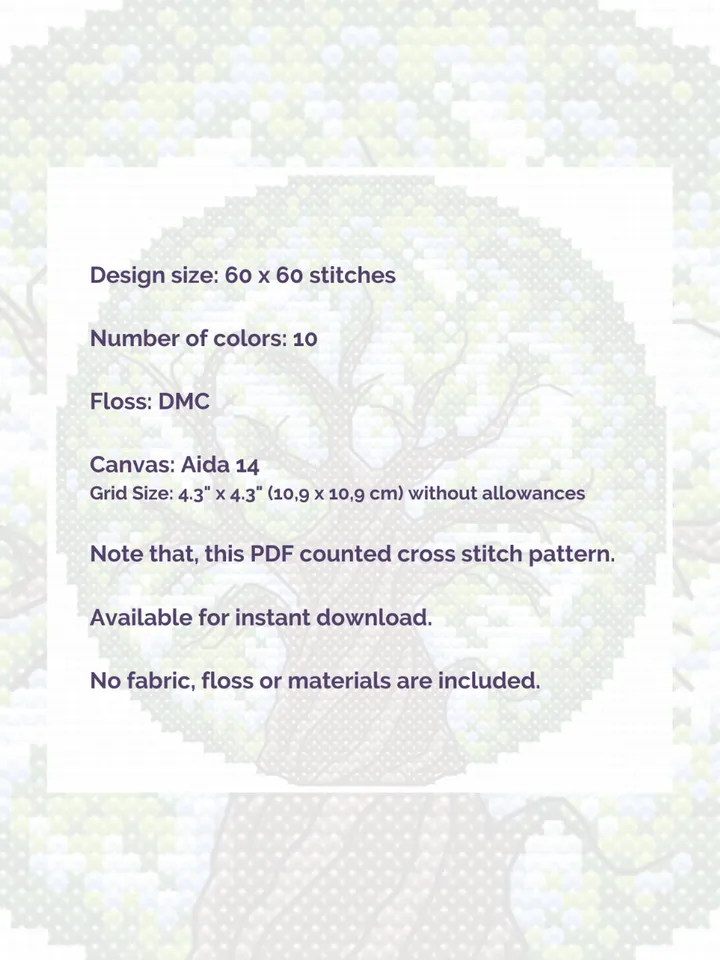 Cross stitch pattern Tree, digital cross stitch pattern PDF
