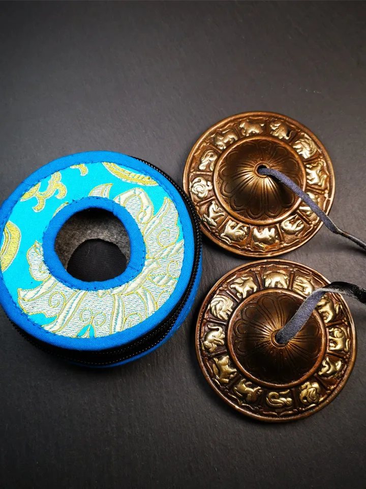Gandhanra 8.3cm Tibetan Cymbals,12 Zodiac Tingsha Bell,Buddhism Ritual Implement,Handmade in Nepal