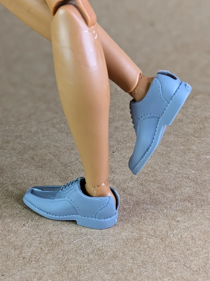 Classic tapered toe gray shoes for 1/6 scale male dolls