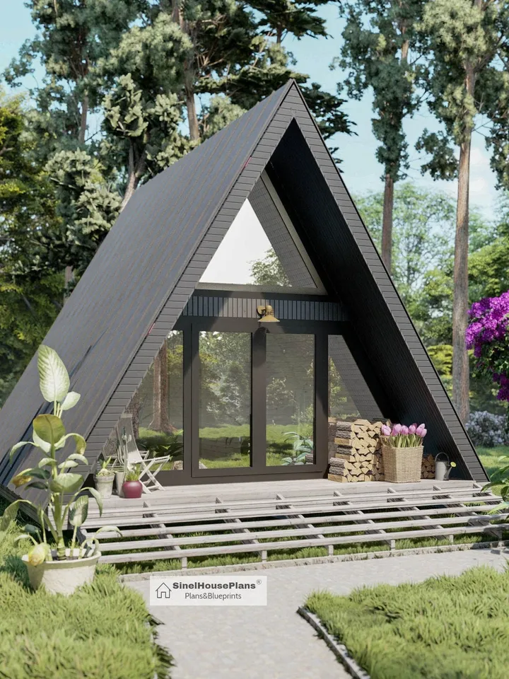 A-Frame Tiny House Plans: 20'x26' Cabin Building Construction (PDF)