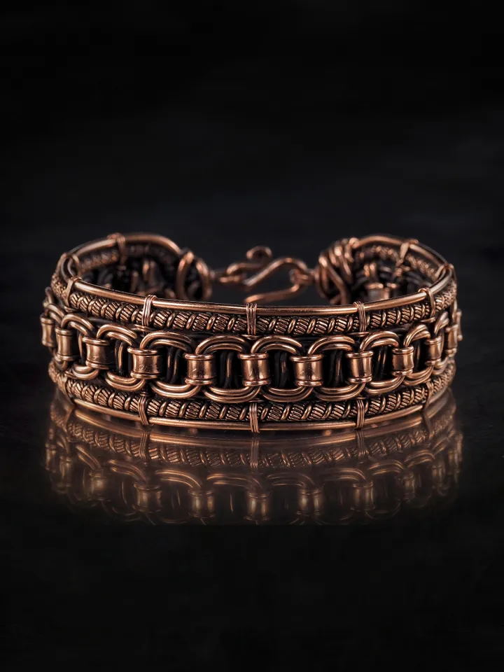Wire wrapped copper bracelet for woman Antique style copper jewelry WireWrapArt