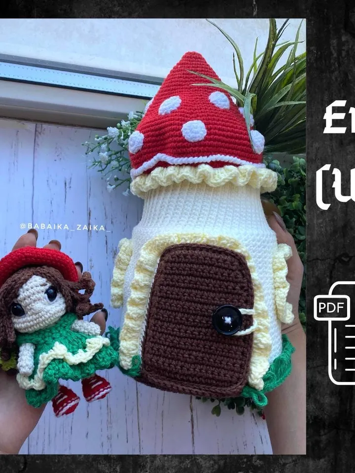 PDF Amanita House, Mushroom amigurumi pattern, Amanita ornament Mushroom House, Crochet decoration, Doll Pattern, Doll House