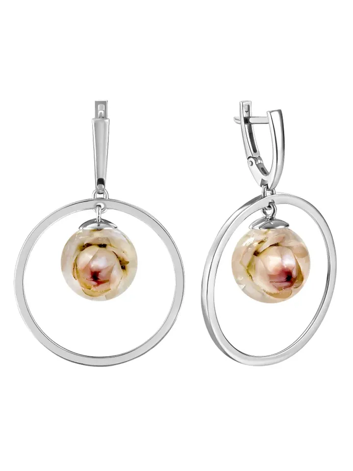 Silver earrings with helichrysums