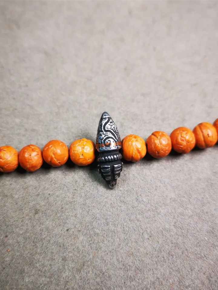 Gandhanra Handmade Tibetan Amulet,Stupa Pagoda Pendant Bead,Spacer Bead for Mala,Bag Hanging,Prayer Bead Accessories,0.9" × 0.3"