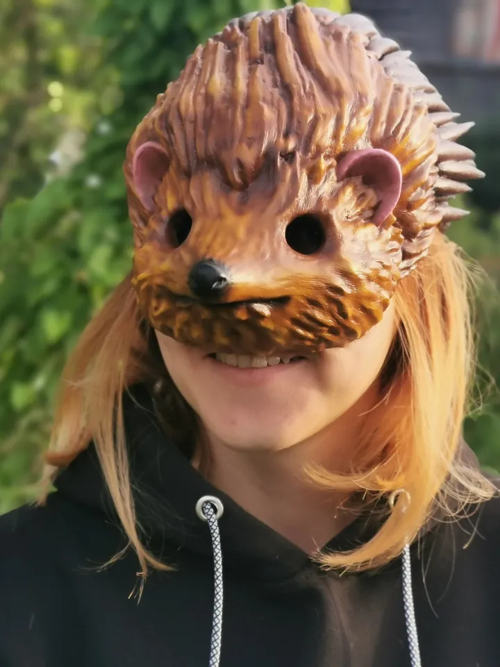 Hedgehog Mask Full Fase, Muzzle Mask, Realistic Animal Mask for Halloween or Cosplay, Kids Mask