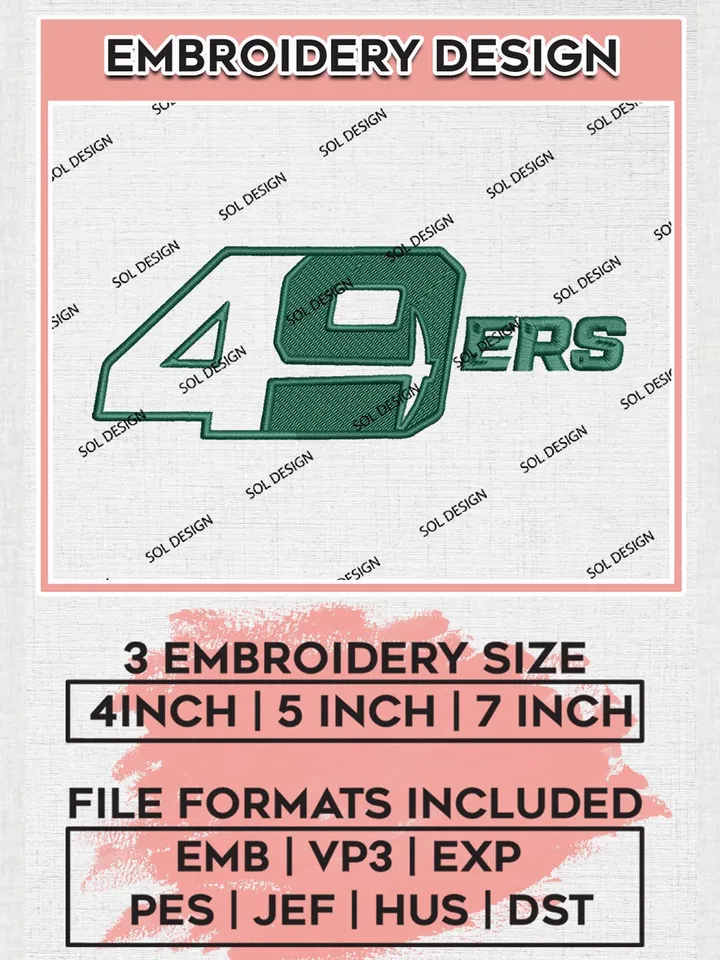NCAA 49ers Team Logo Embroidery Files, NCAA Charlotte 49ers Machine Embroidery designs, NCAA 49ers, 3 sizes, Machine embroidery designs, Digital Download