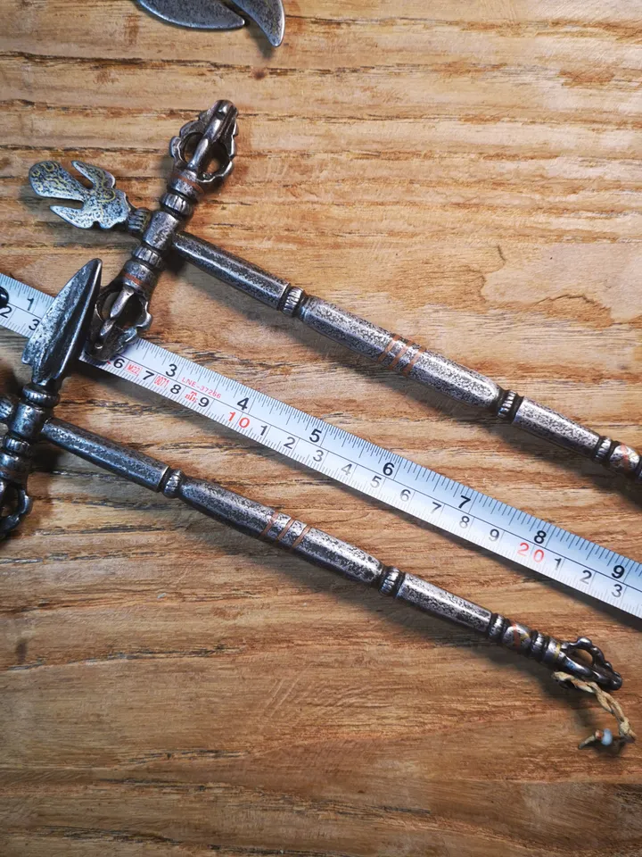Gandhanra Handmade Antique Tibetan Tantric Practitioner Vajra Chopper Phurba Ritual Implements, 1 Set of 15 PCs,Big Size
