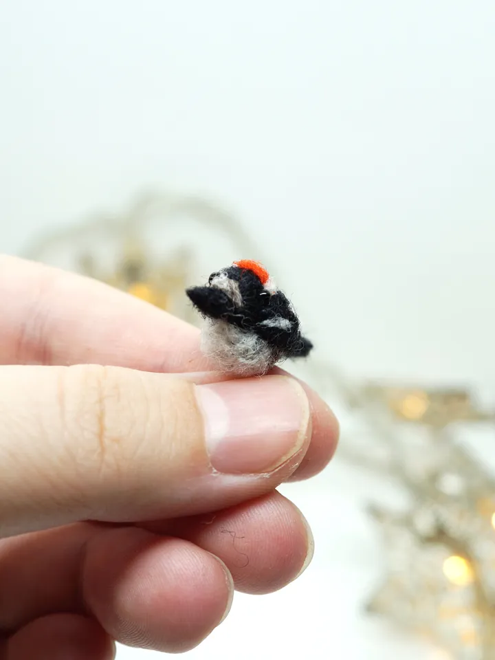 Tiny needle felted woodpecker, miniature bird