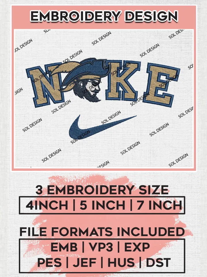 Nike Charleston Southern Buccaneers Machine Embroidery Design, NCAA Charleston Southern Buccaneers Embroidery Design Design files, NCAA Embroidery Designs, NCAA Machine Embroidery Designs, Digital Download