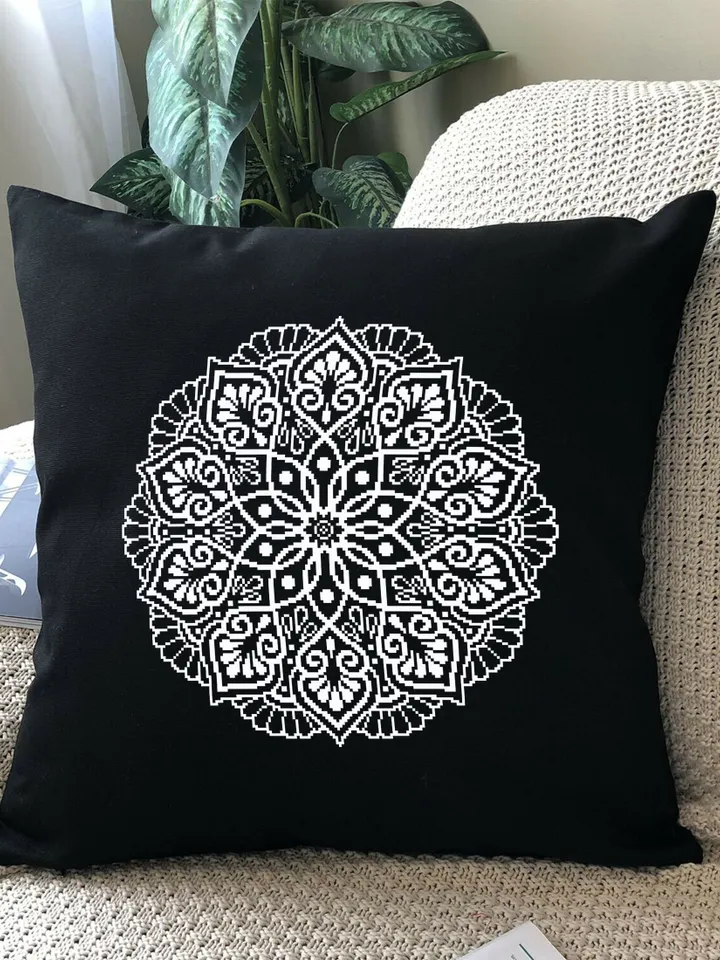 Easy mandala cross stitch pattern download PDF Simple mandala digital Monochrome cross stitch floral sampler Modern cross stitch chart #M159