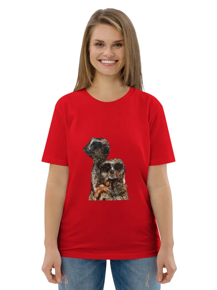 Meerkats couple Unisex organic cotton t-shirt