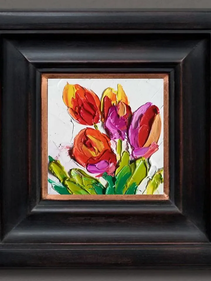 花卉绘画 手工油畫 Painting 油畫 Floral Original Art Small Oil Painting Flower Verafe