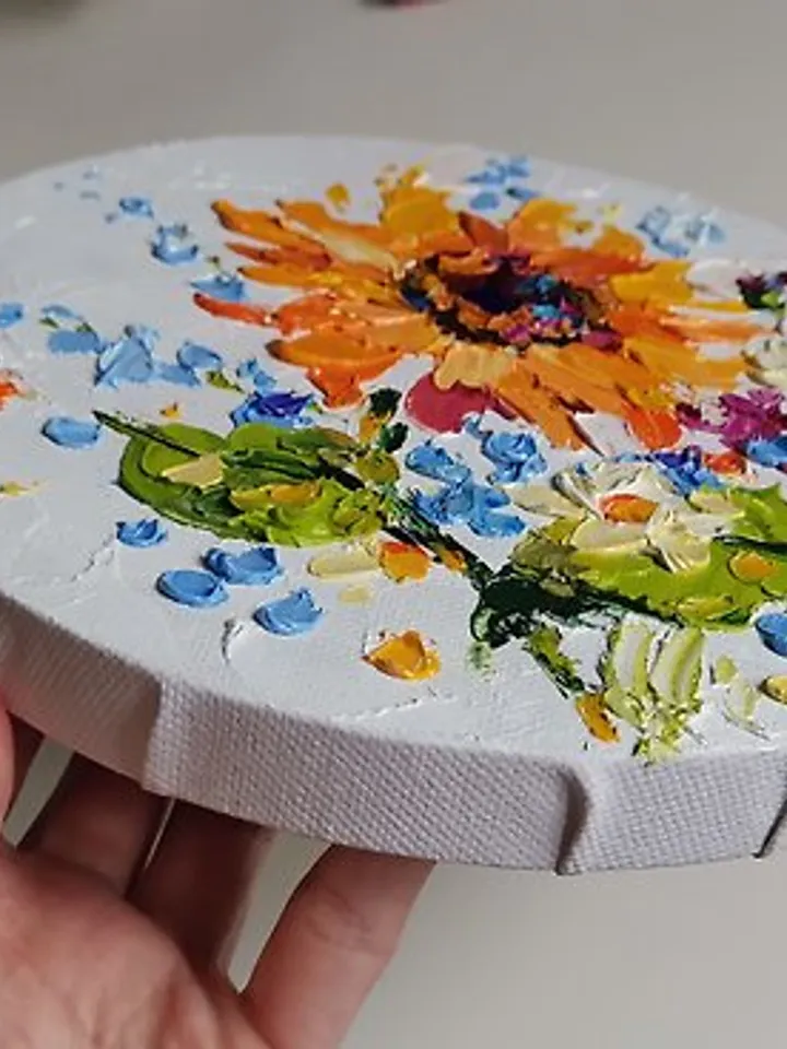 Sunflower Painting Original Art Impasto Oil Painting Flower Artwork Verafe