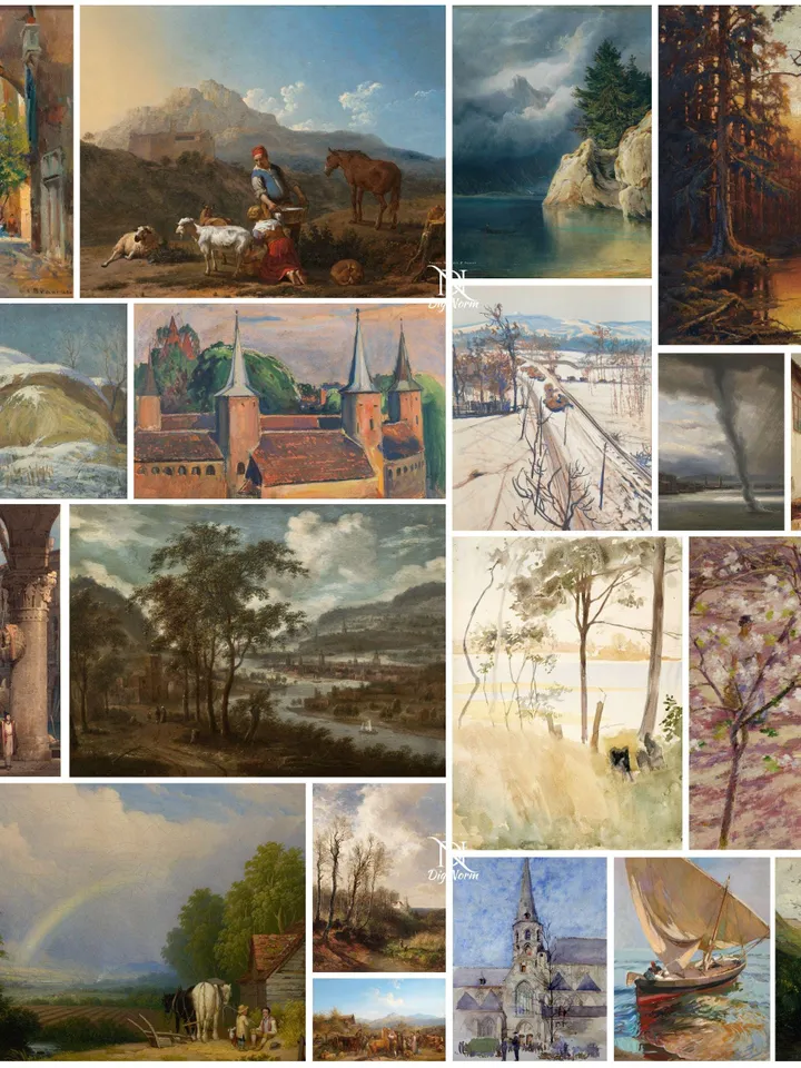 43500+ Antique Landscape Poster Pack Digital Country Nature Prints Bundle Rustic Mountain Art Scenic Wall Decor Printable Vintage Download