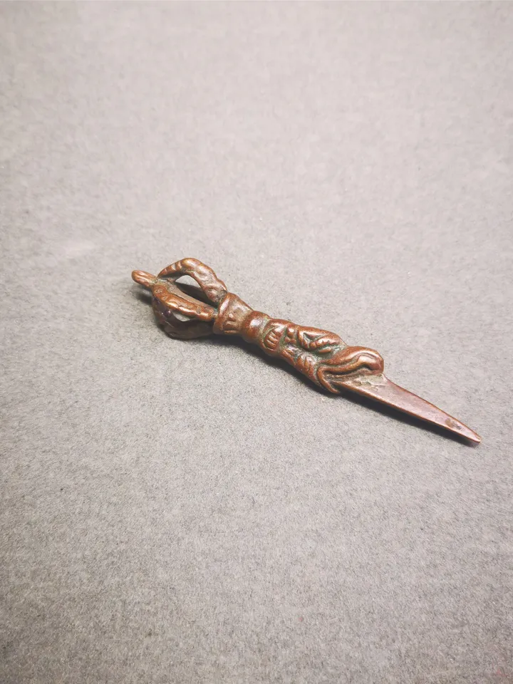 Gandhanra Antique Tibetan Amulet,Dragon Phurba,Kila(Dorje Phurba) , Trantic Buddhism Ritual Implement Pendant,Made of Copper,2.6"