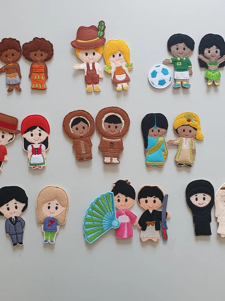 ITH Finger Puppet Theater SET, Community Helpers Felt Puppets, Machine Embroidery Design, Digital Download, Pretend Play Educational Toy