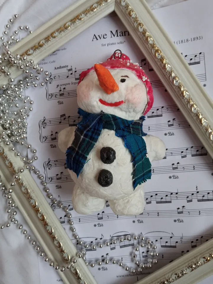 Christmas snowman pendant for Christmas tree decoration or home decor indoor. Handmade Free shipping
