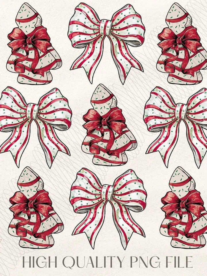 Coquette Christmas Tree Cake Png, Christmas Bow Png, Christmas Tree Cake Bow Png, Retro Holiday Png, Merry Christmas Png,Girly Christmas Png